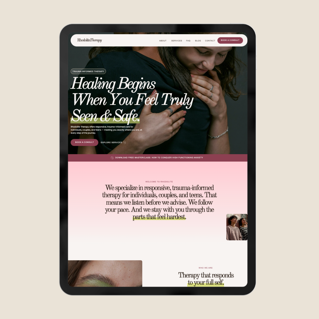 Showit website template for Therapy Practice